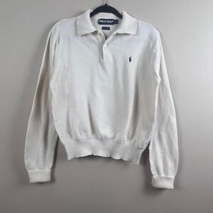 Ralph Lauren Polo Golf Button Sweater Long Sleeve Cream Men’s Small Cotton